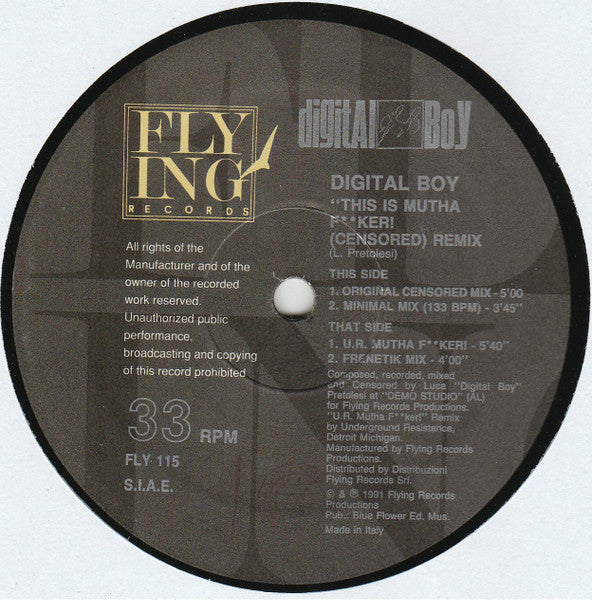 Digital Boy : This Is Mutha F**ker! (Censored) Remix (12")