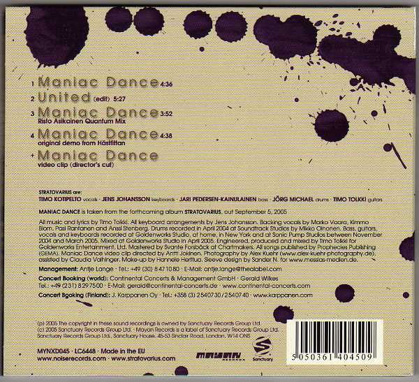 Stratovarius : Maniac Dance (CD, Maxi, Enh, Dig)