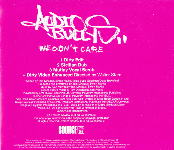 Audio Bullys : We Don't Care (CD, Single, Enh)