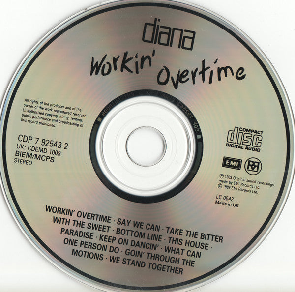 Diana Ross : Workin' Overtime (CD, Album)