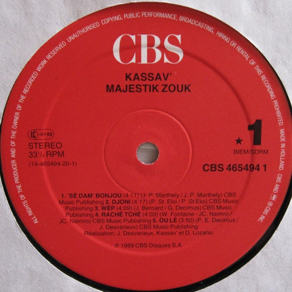 Kassav' : Majestik Zouk (LP, Album)