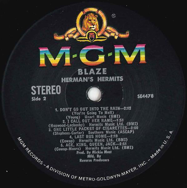 Herman's Hermits : Blaze (LP, Album, MGM)