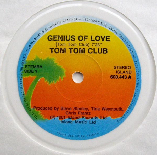 Tom Tom Club : Genius Of Love / Lorelei (12", Whi)
