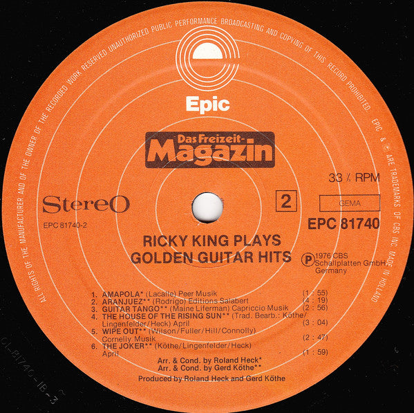 Ricky King : Plays Golden Guitar Hits (LP, Album)