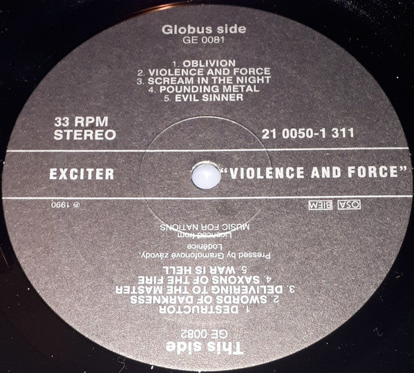Exciter : Violence & Force (LP, Album, Promo)