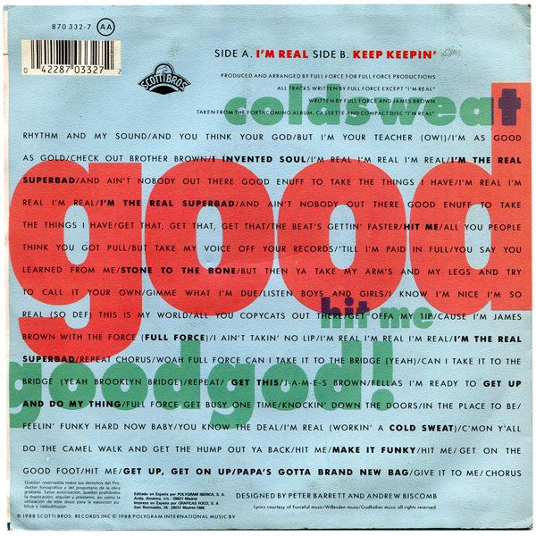 James Brown With Full Force : I'm Real (7", Single)