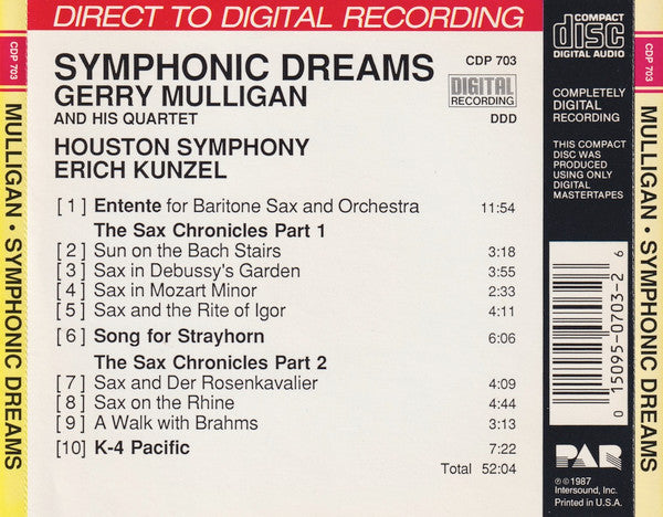 Gerry Mulligan, Erich Kunzel, Houston Symphony Orchestra : Symphonic Dreams (CD, Album)