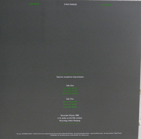 Evan Parker : Six Of One (LP, Album, Ltd, RE, RM)