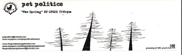 Pet Politics : The Spring EP (7", Ltd, Cir)