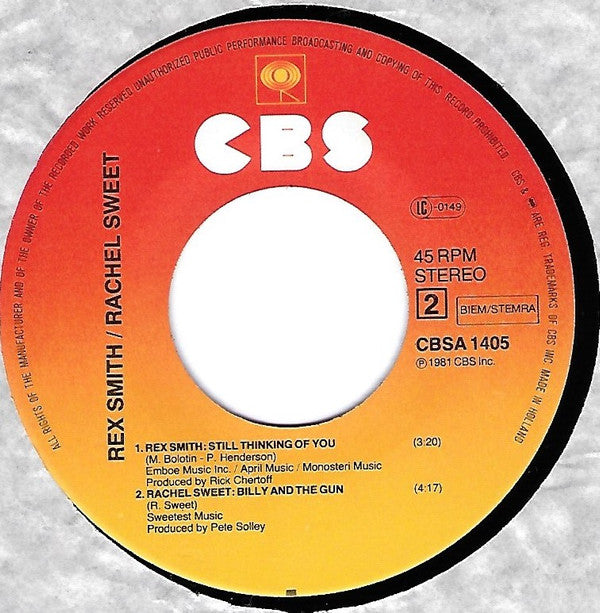 Rex Smith And Rachel Sweet : Everlasting Love (7", Single)