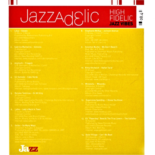 Various : Jazzadelic 08.4 High-Fidelic Jazz Vibes (CD, Comp, Promo)