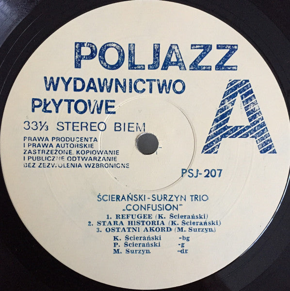 Ścierański-Surzyn Trio : Confusion (LP, Album)