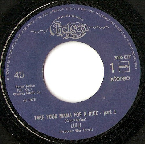 Lulu : Take Your Mama For A Ride (Parts1&2) (7", Single)