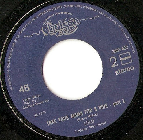 Lulu : Take Your Mama For A Ride (Parts1&2) (7", Single)