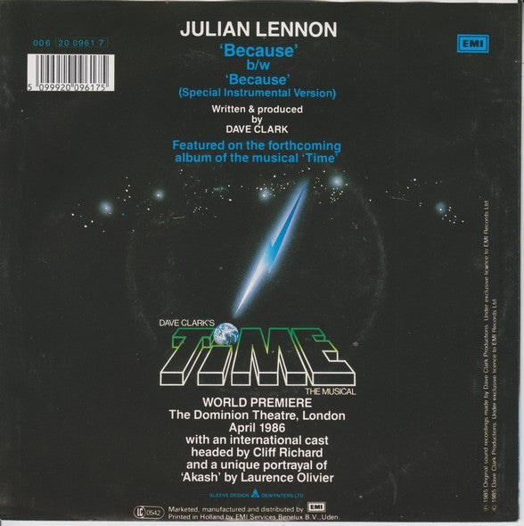 Julian Lennon : Because (7", Single)