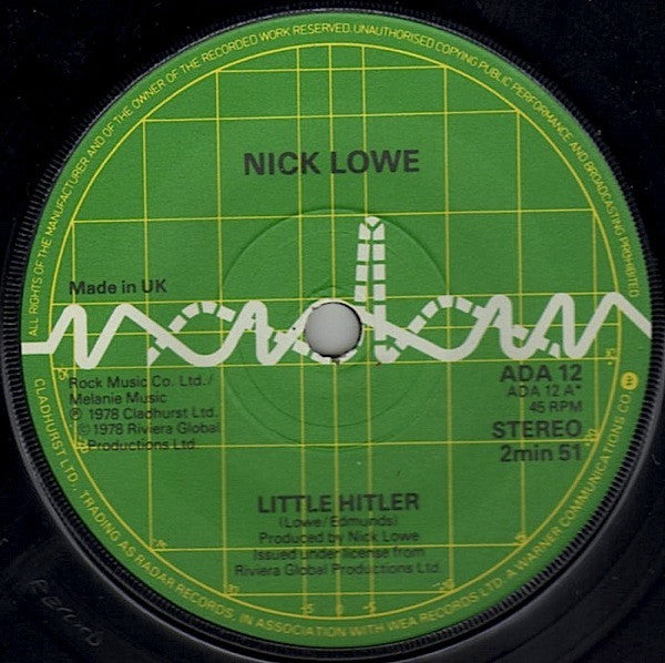 Nick Lowe : Little Hitler (7", Single, Sol)