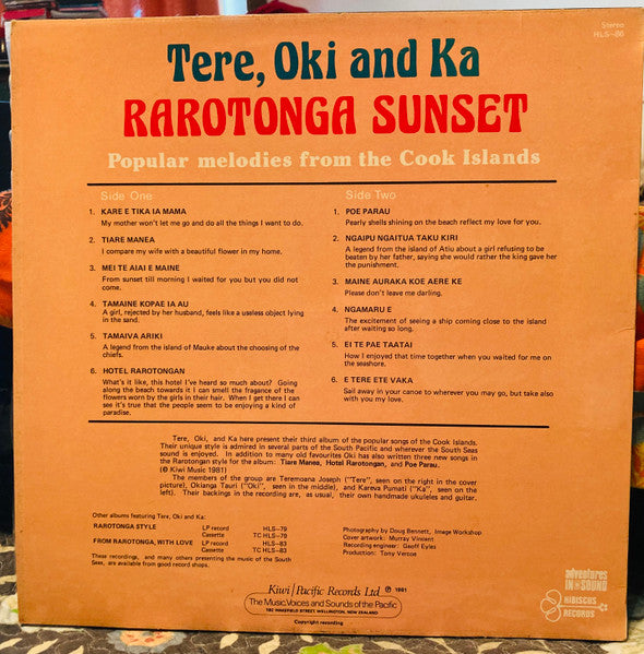 Tere, Oki And Ka : Rarotonga Sunset (LP)