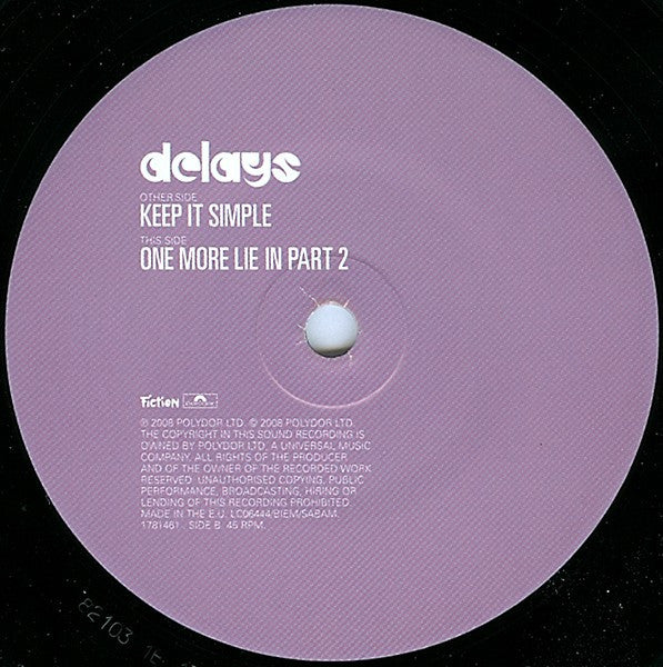 Delays : Keep It Simple (7", Single)