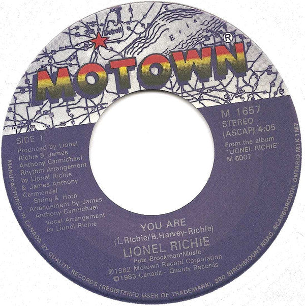 Lionel Richie : You Are / You Mean More To Me (7", Single)