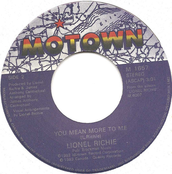 Lionel Richie : You Are / You Mean More To Me (7", Single)