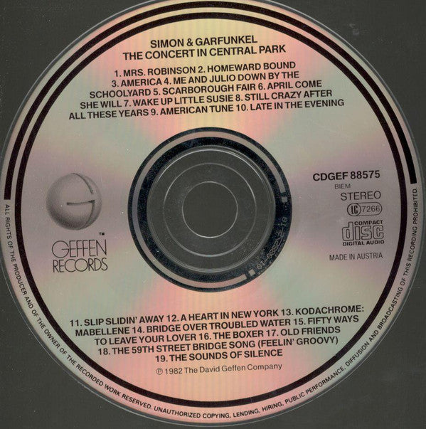 Simon & Garfunkel : The Concert In Central Park (CD, Album, RE)