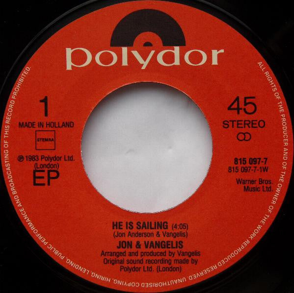 Jon & Vangelis : He Is Sailing (7", EP)