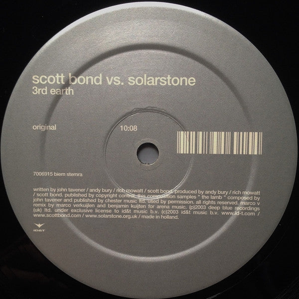 Scott Bond Vs. Solarstone : 3rd Earth (12")