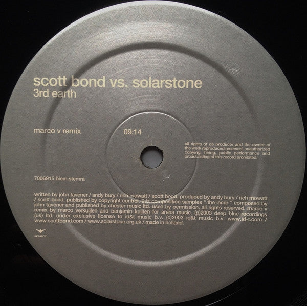 Scott Bond Vs. Solarstone : 3rd Earth (12")
