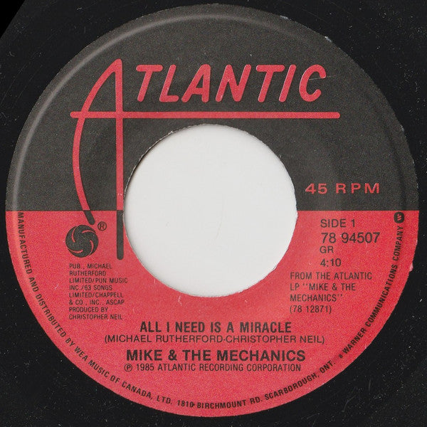 Mike & The Mechanics : All I Need Is A Miracle (7", Single)