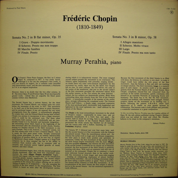 Frédéric Chopin - Murray Perahia : Sonates N° 2 & 3 (LP, Gat)