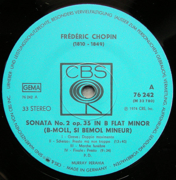 Frédéric Chopin - Murray Perahia : Sonates N° 2 & 3 (LP, Gat)