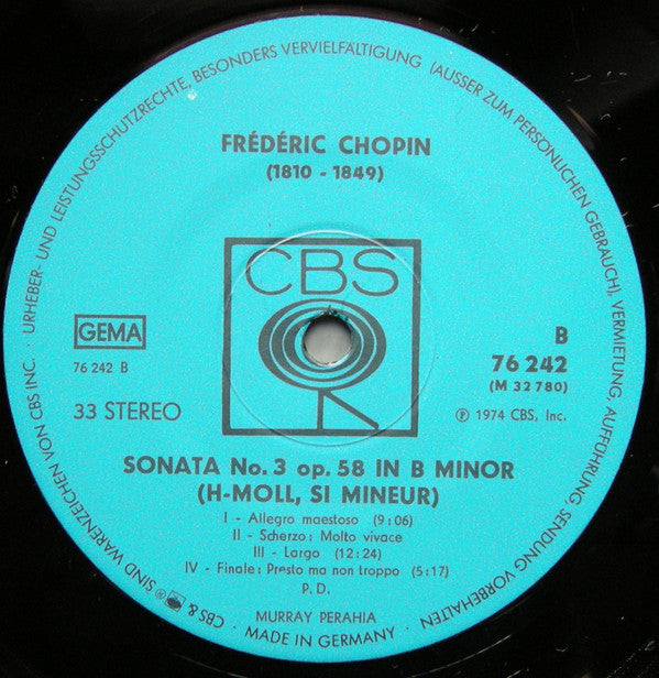 Frédéric Chopin - Murray Perahia : Sonates N° 2 & 3 (LP, Gat)