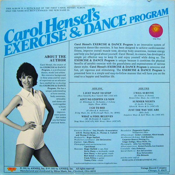 Carol Hensel : Carol Hensel's Exercise & Dance Program (LP, Album, RE)