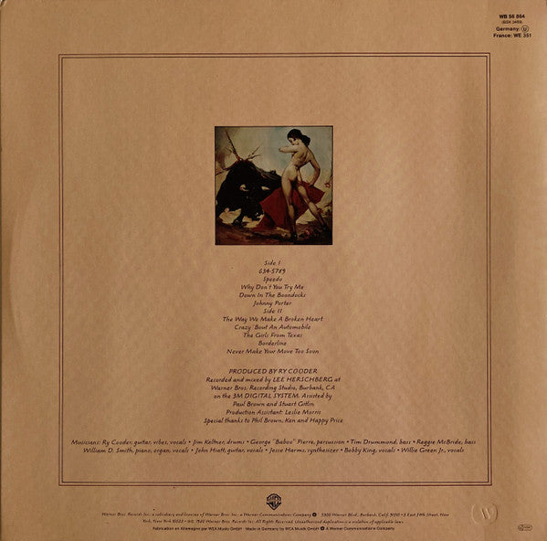 Ry Cooder : Borderline (LP, Album)