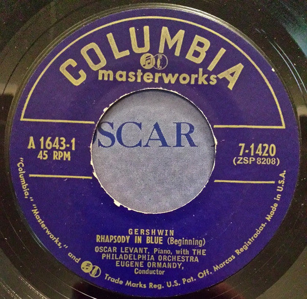 George Gershwin - Oscar Levant / The Philadelphia Orchestra / Eugene Ormandy : Rhapsody In Blue (7", EP)