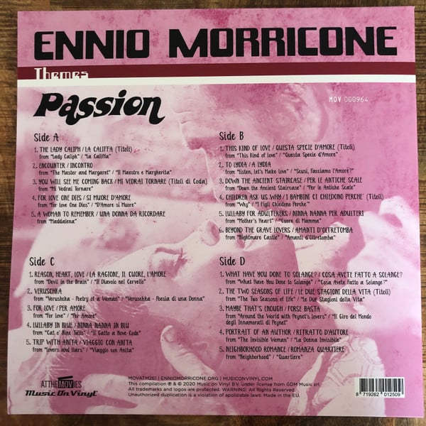 Ennio Morricone : Passion (2xLP, Comp, Dlx, Ltd, Num, Pin)