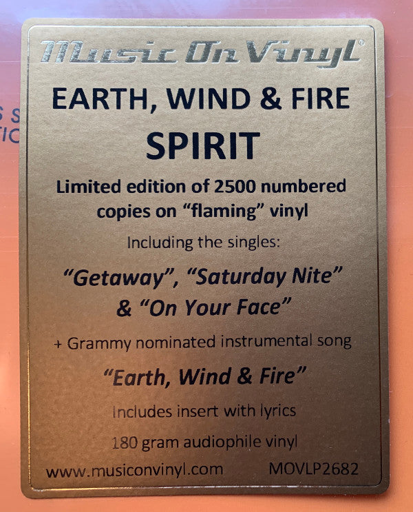 Earth, Wind & Fire : Spirit (LP, Album, Ltd, Num, Fla)