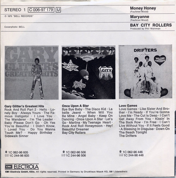 Bay City Rollers : Money Honey (7", Single, EMI)