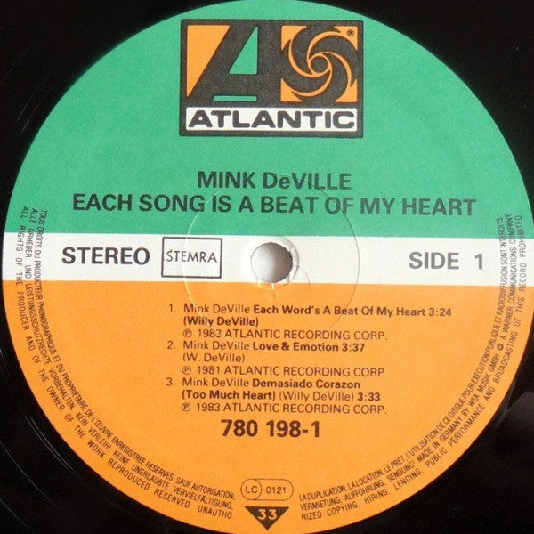 Mink DeVille : Each Song Is A Beat Of My Heart (LP, MiniAlbum)