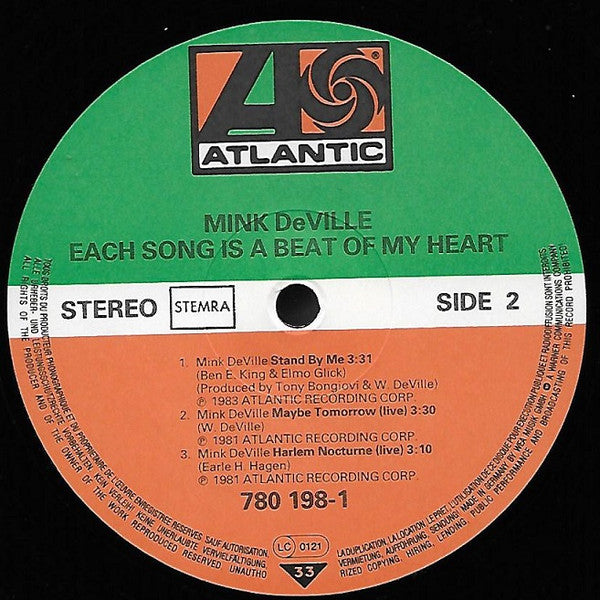 Mink DeVille : Each Song Is A Beat Of My Heart (LP, MiniAlbum)