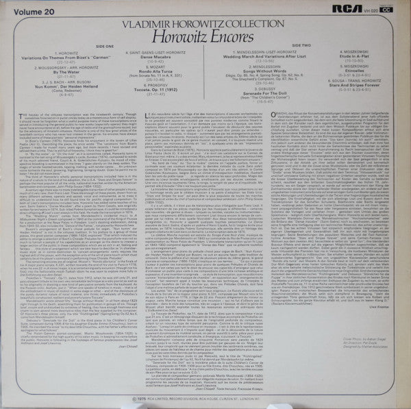 Vladimir Horowitz : Horowitz Encores (LP, RE, RM)
