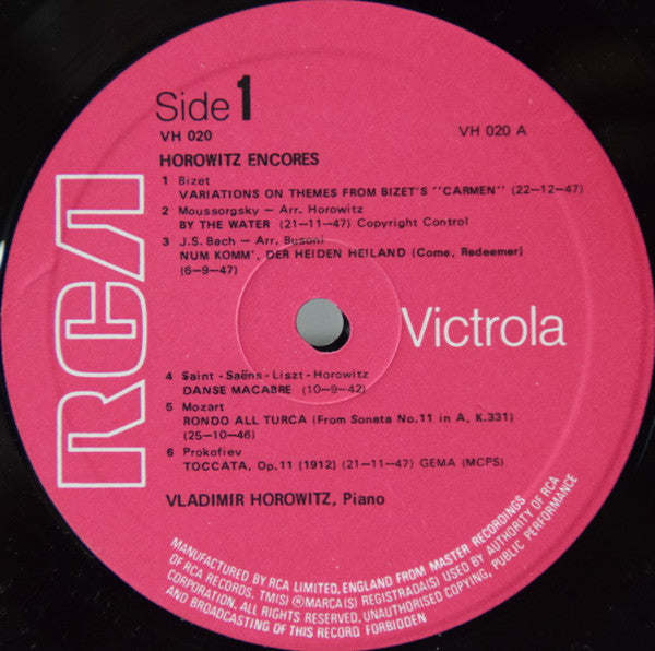 Vladimir Horowitz : Horowitz Encores (LP, RE, RM)