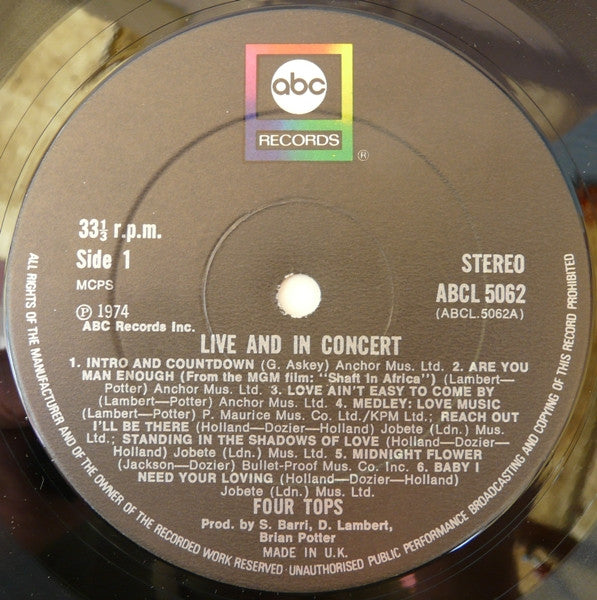 Four Tops : Live & In Concert (LP, Bla)