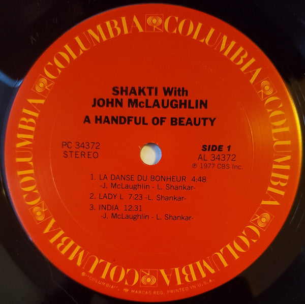 Shakti (2) With John McLaughlin : A Handful Of Beauty (LP, Album, Ter)