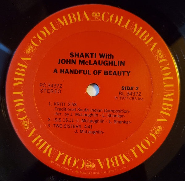 Shakti (2) With John McLaughlin : A Handful Of Beauty (LP, Album, Ter)