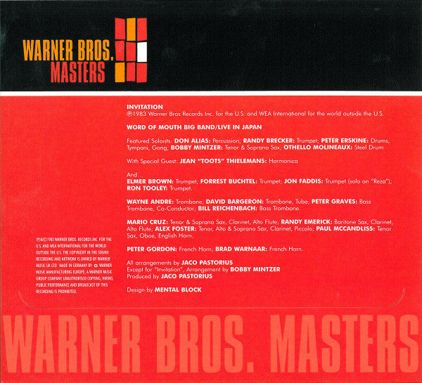 Jaco Pastorius : Invitation (CD, Album, RE, RM, Dig)