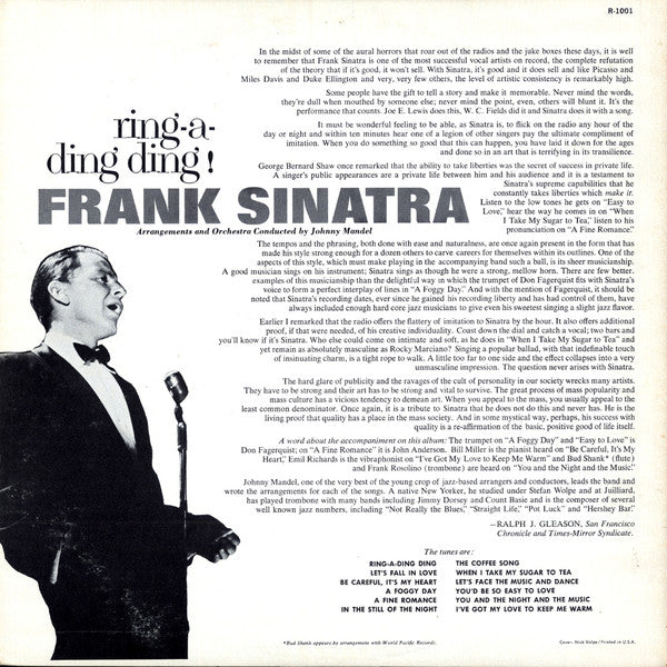 Frank Sinatra : Ring-A-Ding Ding! (LP, Album, Mono)