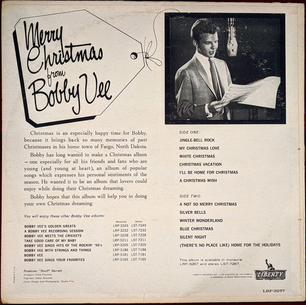 Bobby Vee : Merry Christmas From Bobby Vee (LP, Album, Mono)