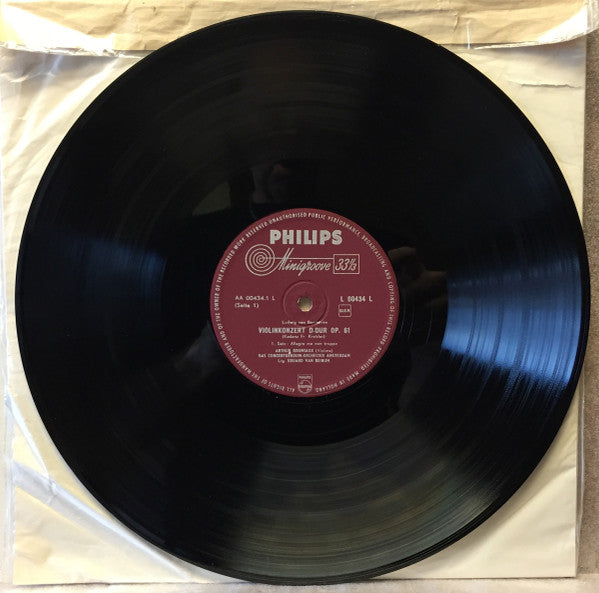 Ludwig van Beethoven, Arthur Grumiaux, Concertgebouworkest, Eduard van Beinum : Violin Concerto In D Major Op. 61 (LP, Mono, Gat)