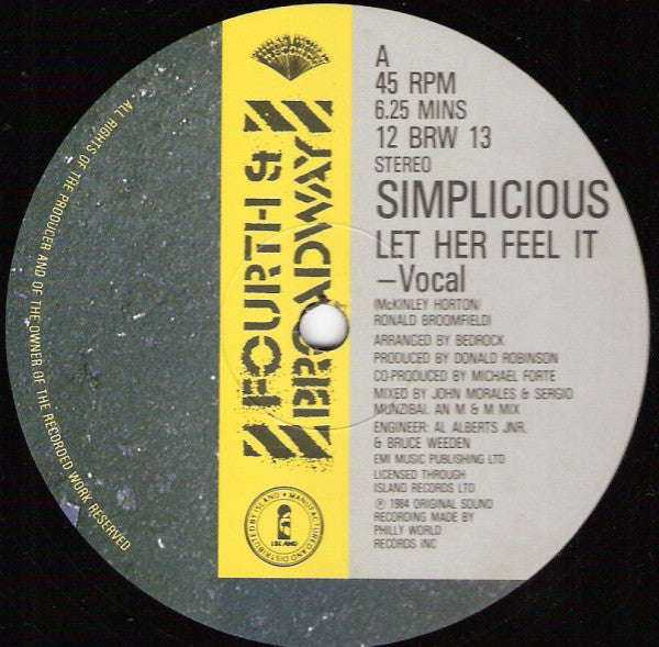 Simplicious : Let Her Feel It (12")